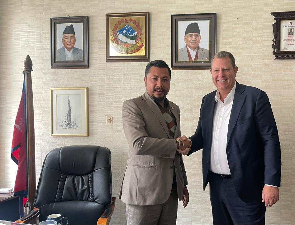 Youth and Sports Minister Biraj Bhakta Shrestha Meets ICC President Greg Barclay