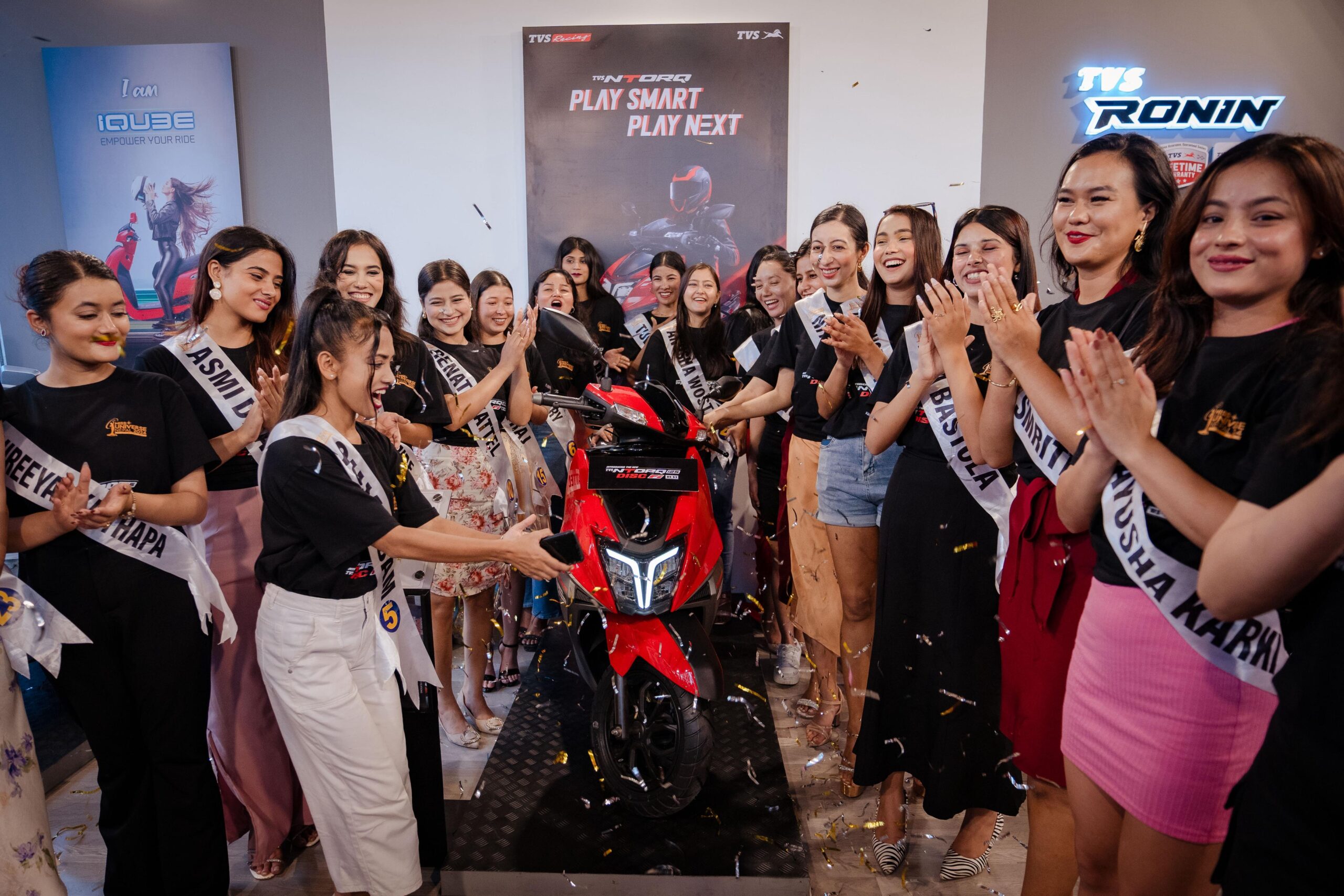 TVS Unveils New Ntorq Disc BS6 FI at NADA Auto Show with Miss Universe Nepal Contestant