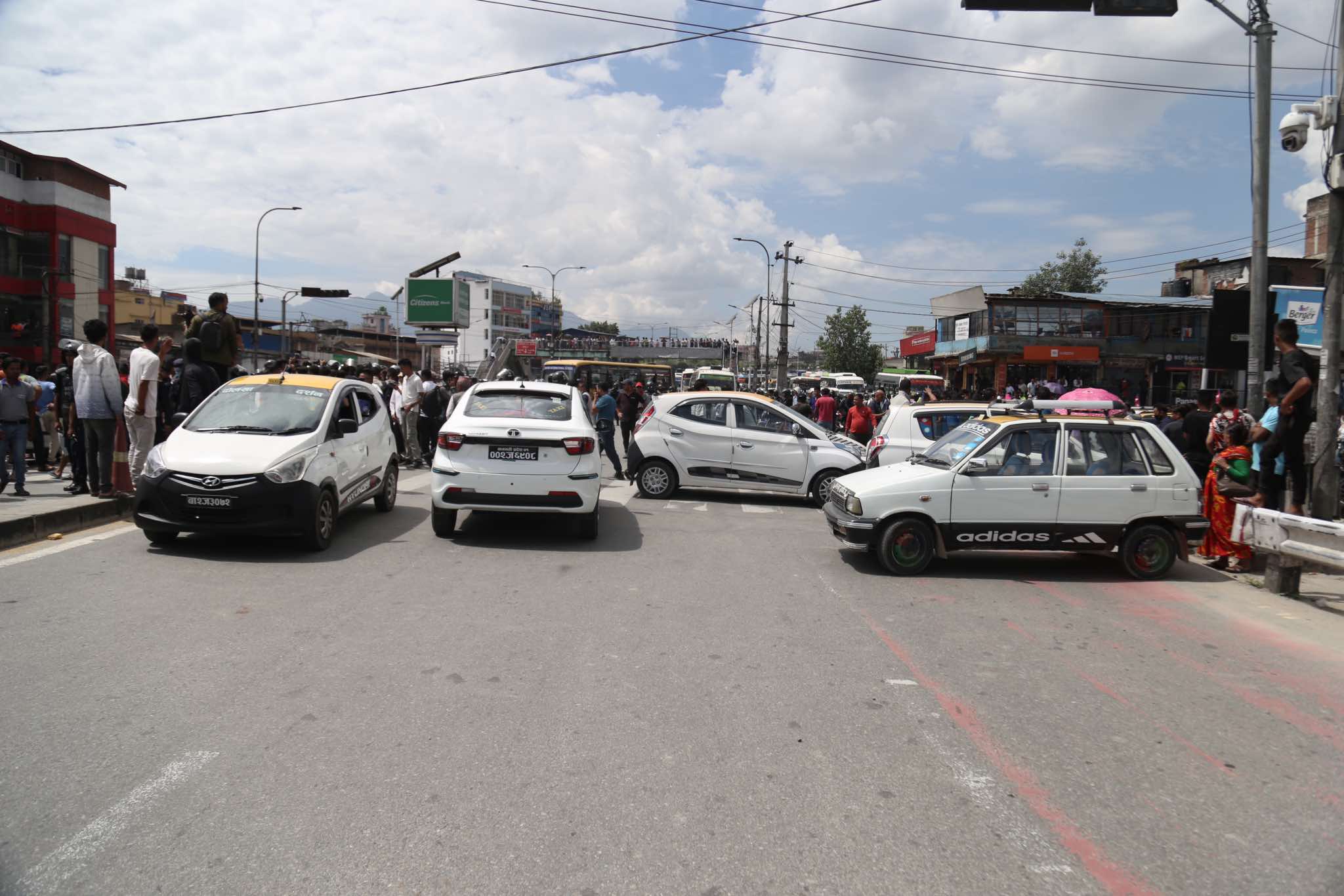 Taxi Drivers Protest by Blocking Roads in Kathmandu