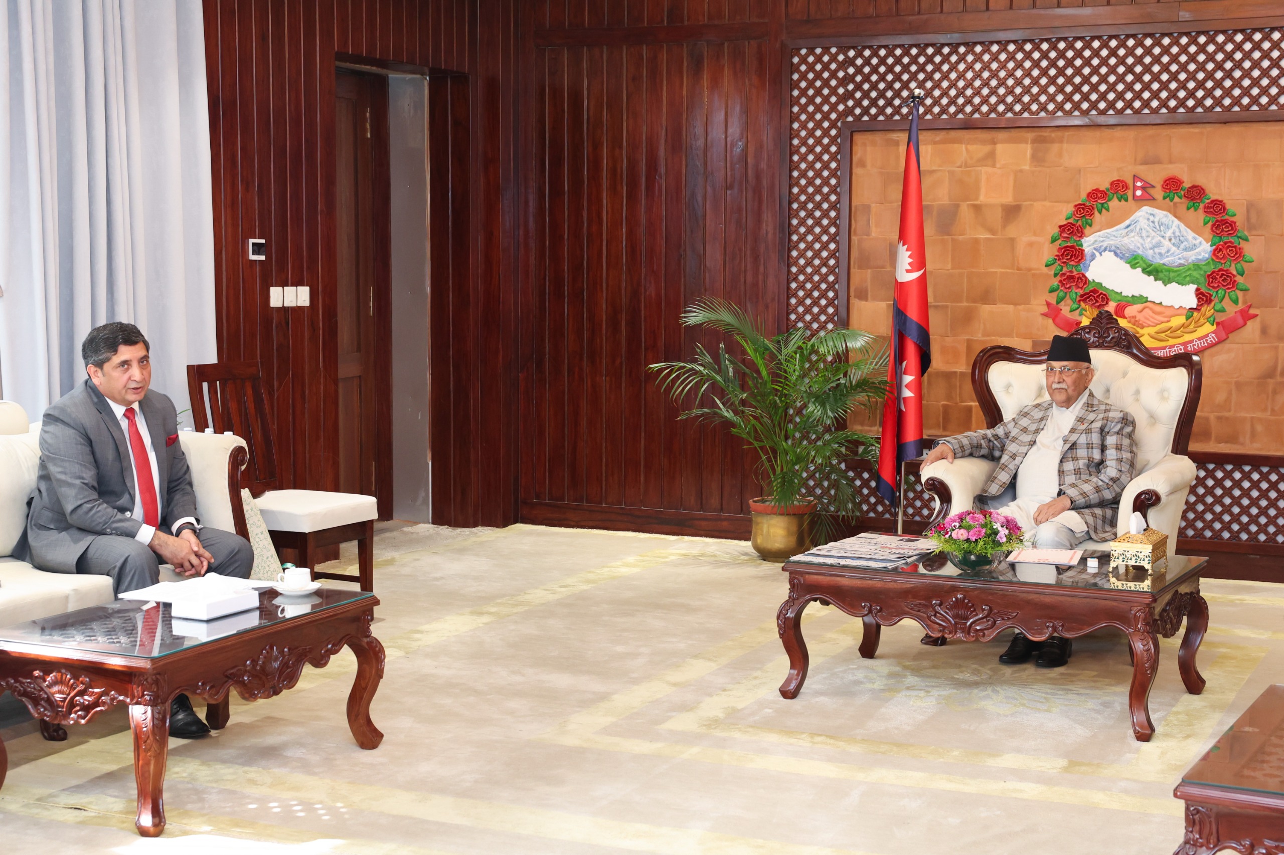 Ambassador of Pakistan Calls on Prime Minister KP Sharma Oli, Discusses Regional Cooperation